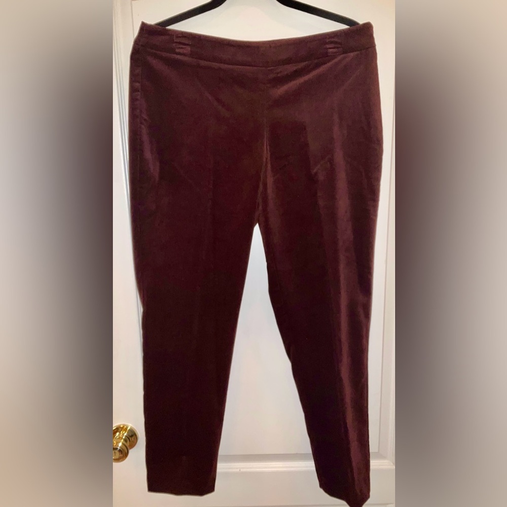 Talbots Velour Ankle Pants, 10p, Curvy Fit, Gorgeous, Rich Brown, Pull-On Style